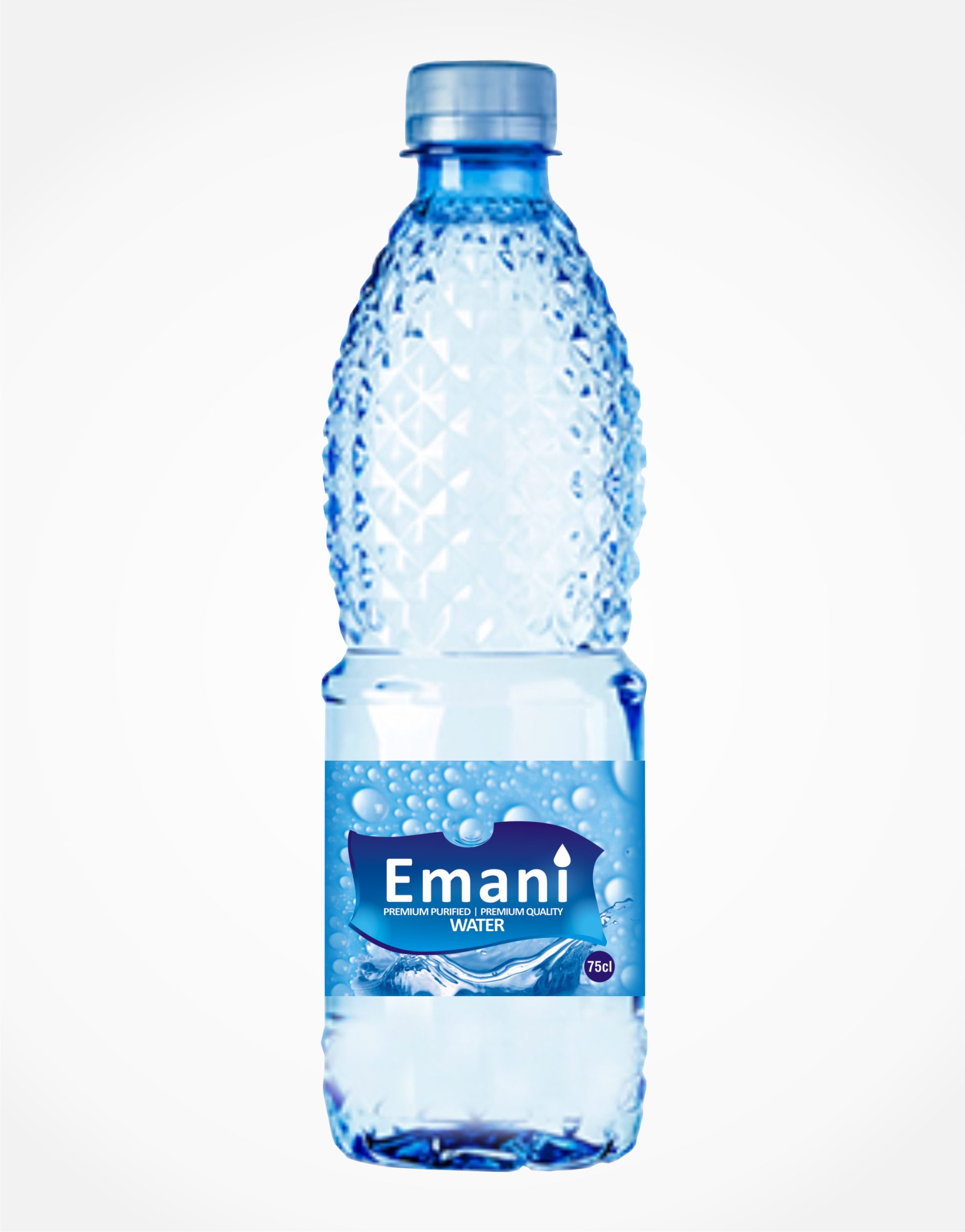 A bottle of Emani  Premium drinking water